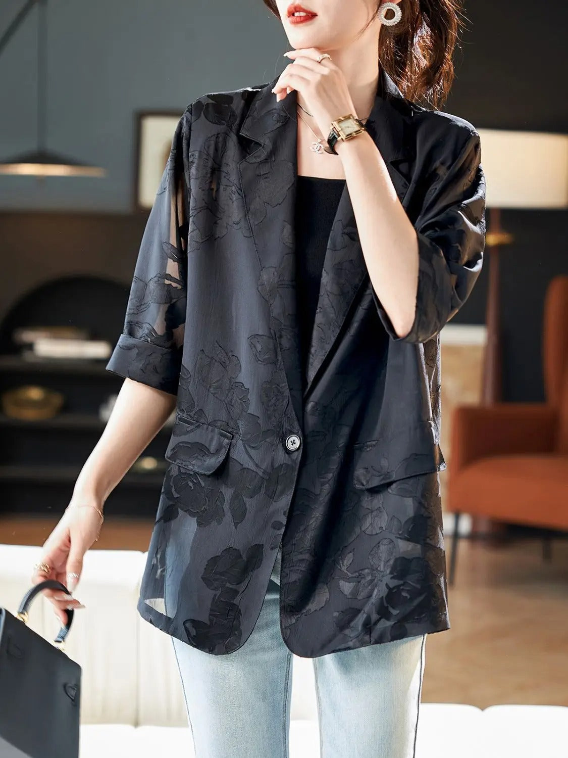 Aubrey™ - Elegant Blommig Blazer