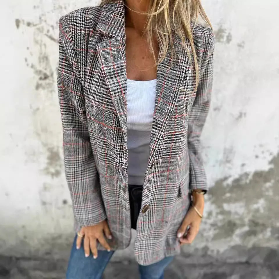 Amelia™ - Avslappnad Kockblazer med Slag