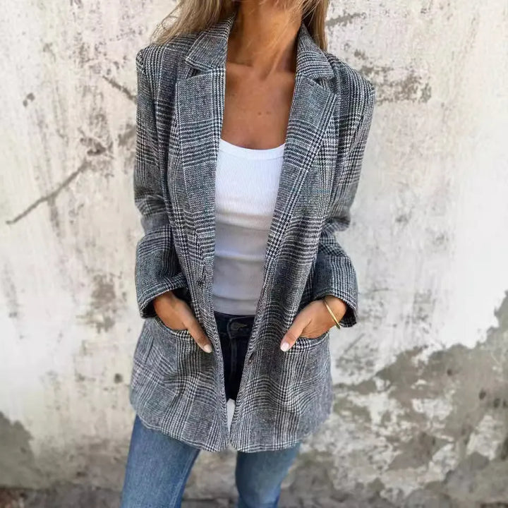 Amelia™ - Avslappnad Kockblazer med Slag